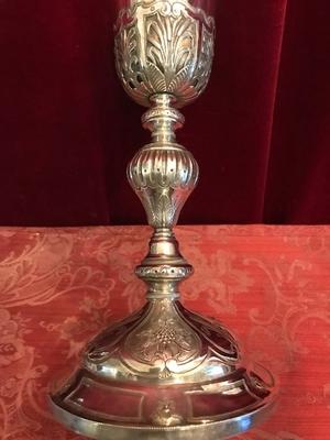 Chalice Complete With Paten style Baroque en full silver, France 18 th century