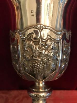 Chalice Complete With Paten style Baroque en full silver, France 18 th century