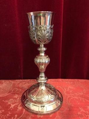 Chalice Complete With Paten style Baroque en full silver, France 18 th century