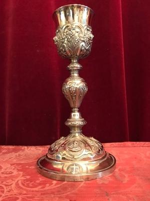 Chalice Complete With Paten  style Baroque en full silver, France 18 th century