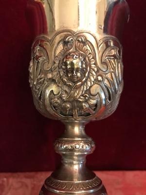 Chalice Complete With Paten  style Baroque en full silver, France 18 th century