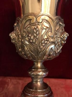 Chalice Complete With Paten  style Baroque en full silver, France 18 th century