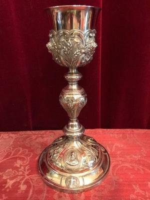 Chalice Complete With Paten  style Baroque en full silver, France 18 th century