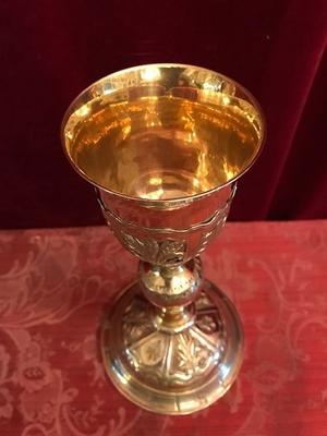 Chalice Complete With Paten style Baroque en full silver, France 18 th century