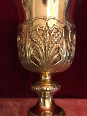 Chalice Complete With Paten style Baroque en full silver, France 18 th century