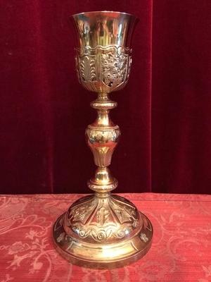 Chalice Complete With Paten style Baroque en full silver, France 18 th century