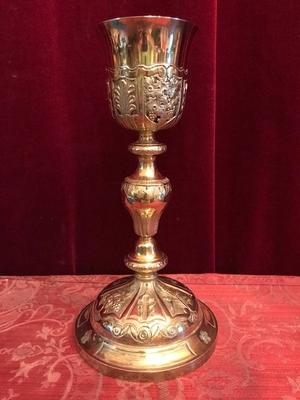 Chalice Complete With Paten style Baroque en full silver, France 18 th century