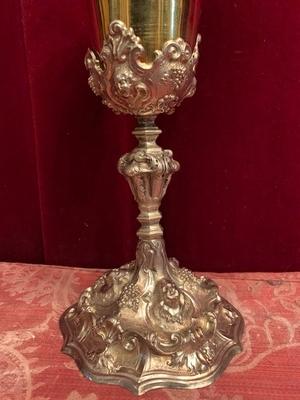 Chalice Totally Hand Made / Cuppa Hand Hammered style Baroque en full silver, Belgium 18 th century Anno 1740