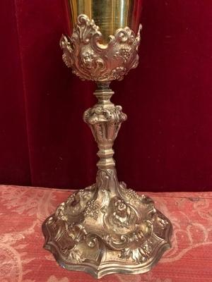 Chalice Totally Hand Made / Cuppa Hand Hammered style Baroque en full silver, Belgium 18 th century Anno 1740