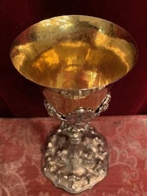 Chalice Totally Hand Made / Cuppa Hand Hammered style Baroque en full silver, Belgium 18 th century Anno 1740