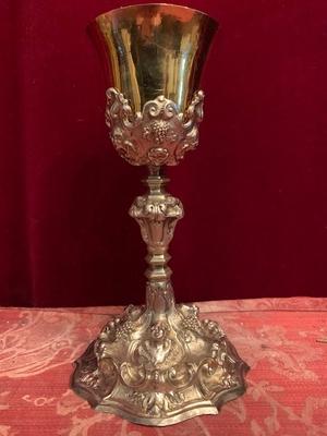 Chalice Totally Hand Made / Cuppa Hand Hammered style Baroque en full silver, Belgium 18 th century Anno 1740