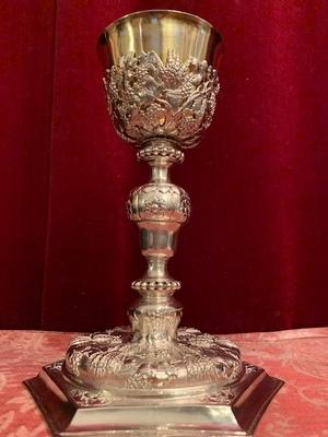 Chalice With Original Case Paten And Spoon All Silver. style Baroque en full silver, Belgium 18th century ( Anno 1780 )