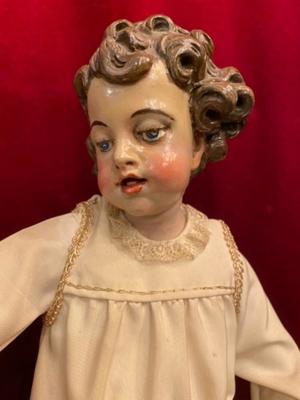 Child Jesus Statue style Baroque en Wood / Dressed, Spain  19 th century