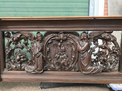 Communion -  Rail 445 L X 73  H X 26 D Cm. style Baroque en hand-carved wood , Belgium 20th century