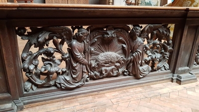 Communion Rail  style Baroque en hand-carved wood , Belgium 20th century