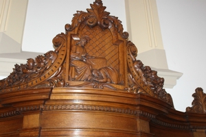 Confessional style baroque en wood oak, Dutch 19th century