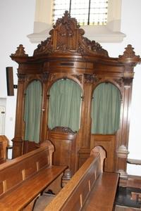 Confessional style baroque en wood oak, Dutch 19th century