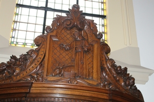 Confessional style baroque en wood oak, Dutch 19th century