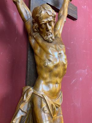 Corpus Christi Measures Corpus Without Cross: 96 X 36 Cm. style Baroque en hand-carved wood , Belgium 18th century ( Anno 1780 )