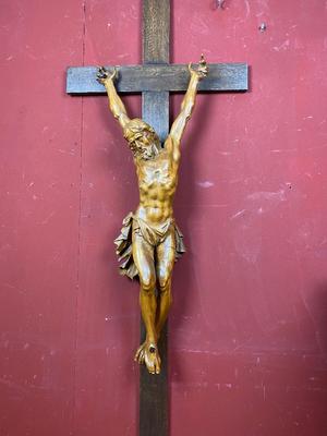 Corpus Christi Measures Corpus Without Cross: 96 X 36 Cm. style Baroque en hand-carved wood , Belgium 18th century ( Anno 1780 )