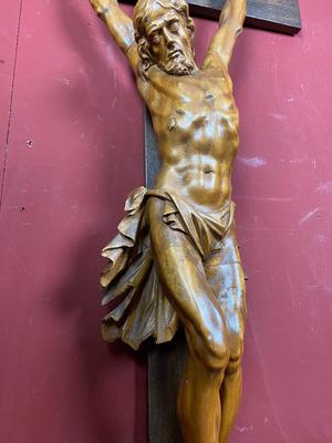 Corpus Christi Measures Corpus Without Cross: 96 X 36 Cm. style Baroque en hand-carved wood , Belgium 18th century ( Anno 1780 )