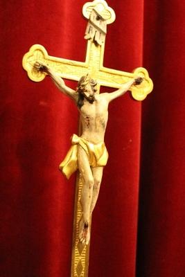 Cross + Corpus style Baroque en hand-carved wood polychrome / Gilt, Southern Germany 18th century