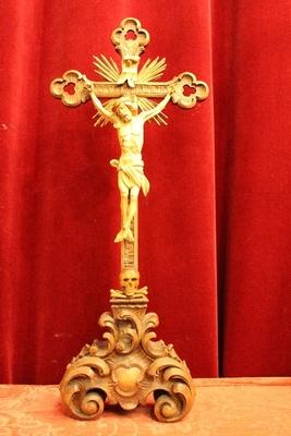 Cross + Corpus style Baroque en hand-carved wood , Southern Germany 19th century