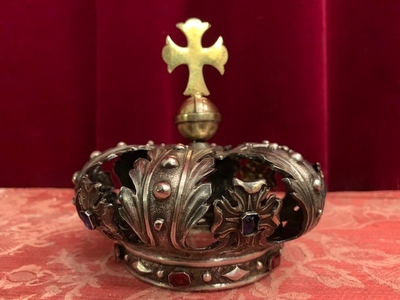 Crown style Baroque en full silver / Stones, Belgium 19th century