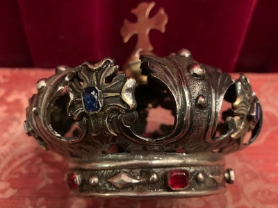 Crown style Baroque en full silver / Stones, Belgium 19th century