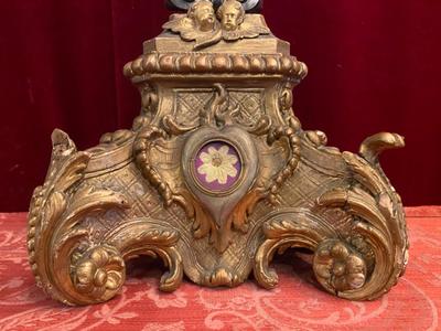 Exceptional Cross - Reliquary With Relic Of The True Cross.  style Baroque en Fully Hand - Carved Wood Polychrome Theca & Ornaments Full Silver 3 Silver Marks. Stones  Originaly Sealed, Aalbeke Belgium 18th century  ( 1775 )