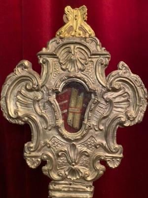 Exceptional Large And Important Reliquary style Baroque en Brass / Wax Seal / Glass / Wood, Italy  18 th century ( Anno 1740 )