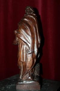 High Quality Statue Of St. John Evangelist style baroque en hand-carved wood, Lime Tree, Belgium 17 th century