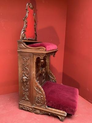 Kneeler Completely & Professionally Refit According To The Traditional Methods And With Original Materials. style Baroque en Oak wood / Red Velvet, Belgium 18 th century