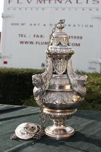 Large Censer style Baroque en Brass / Silver plated, France 19th century