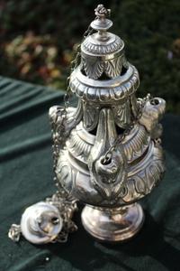 Large Censer style Baroque en Brass / Silver plated, France 19th century