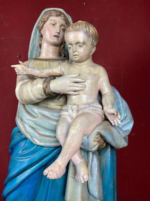 Madonna & Child style Baroque en Hand - Carved Wood Polychrome, France 18th century