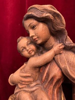 Madonna With Child  style Baroque en wood polychrome, Southern Germany 20th century