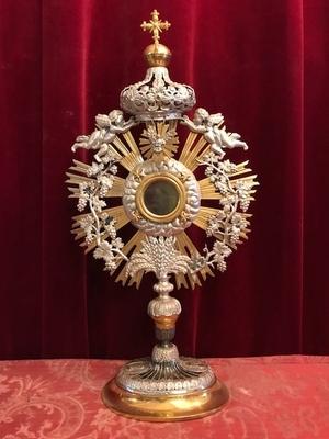 Monstrance style Baroque en Brass / Bronze / Gilt / Silver , Belgium 18 th century