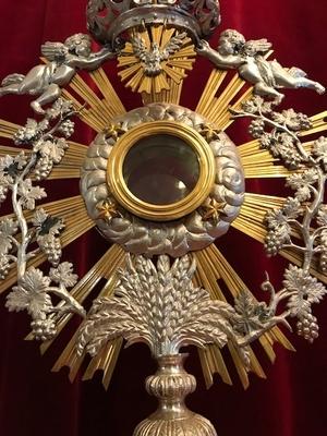 Monstrance style Baroque en Brass / Bronze / Gilt / Silver , Belgium 18 th century