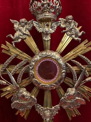 Monstrance style Baroque en Brass / Silver, Belgium 19 th century ( Anno 1855 )