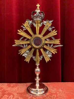 Monstrance style Baroque en Brass / Silver, Belgium 19 th century ( Anno 1855 )