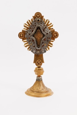 Ostensorium - Reliquary - Relic Of The True Cross  style Baroque en Brass - Gilt - Plated / Semi Precious Stones, Italy 19th century (1815)