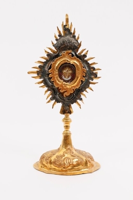 Ostensorium - Reliquary - Relic Of The True Cross Brass - Gilt / Silver Barock style Baroque Italy 18 th century (1775)