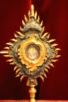 Ostensorium - Reliquary - Relic Of The True Cross Brass - Gilt / Silver Barock style Baroque Italy 18 th century (1775)