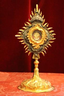 Ostensorium - Reliquary - Relic Of The True Cross Brass - Gilt / Silver Barock style Baroque Italy 18 th century (1775)