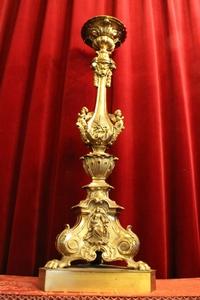 Pascal Candlestick. Weight 21 Kgs ! style baroque en Brass / Bronze / Gilt, Belgium 19th century