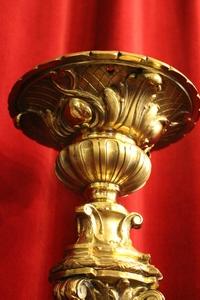 Pascal Candlestick. Weight 21 Kgs ! style baroque en Brass / Bronze / Gilt, Belgium 19th century