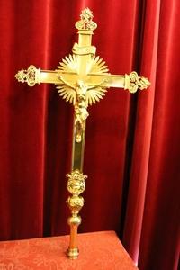 Processional - Cross style Baroque en Bronze / Polished and Varnished, France 19th century