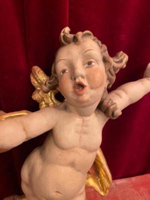 Putto style Baroque en hand-carved wood polychrome, Southern Germany 20th Century