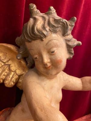 Putto  style Baroque en Hand - Carved Wood Polychrome, Southern Germany 20th century